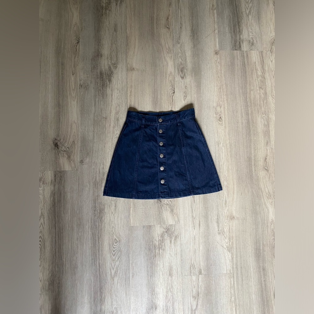 Blue jean button down skirt